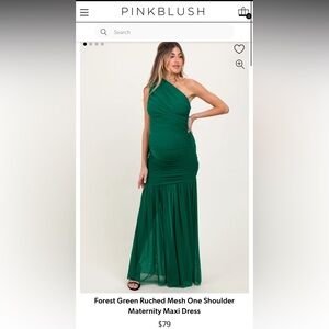 Pinkblush Forest Green One Shoulder Maternity Gown
